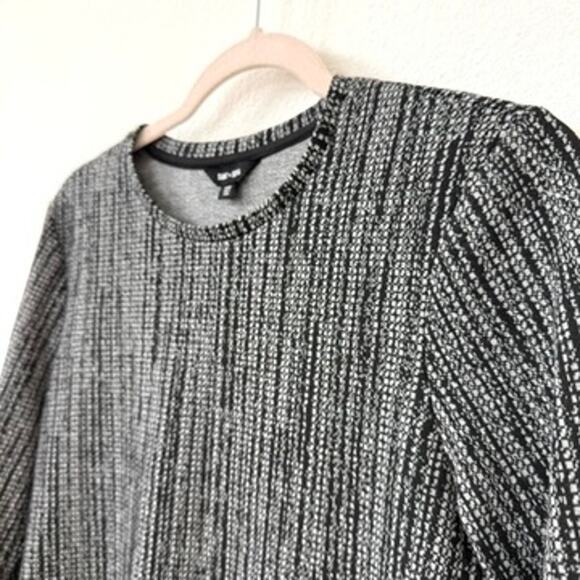 SAINT + SOFIA Textured Knit Long Sleeve Top Black White Sustainable Size 8 - Picture 2 of 5